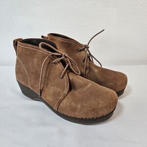 Dansko Lucille Brown Suede Copper Patina Platform Boots Size 41 US 10.5-11